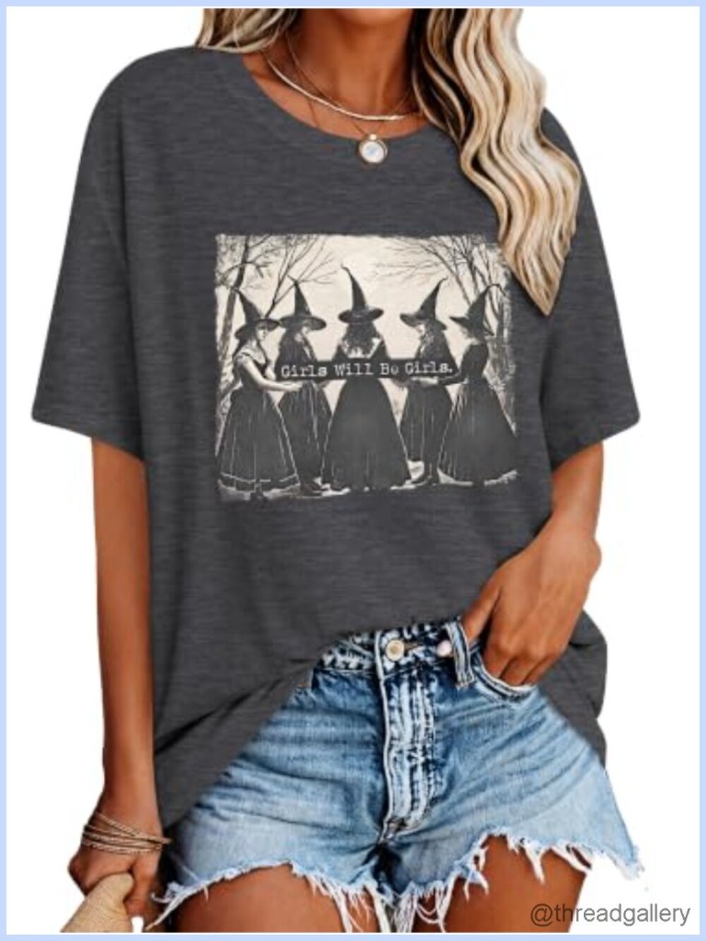 Women's Funny Halloween Graphic Tee Cotton Oversized Spooky Season Top